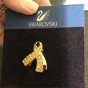 NWOT 🤩 Swarovski Crystal  💛 Support the Troops Yellow Ribbon 💛 Pin-Broach